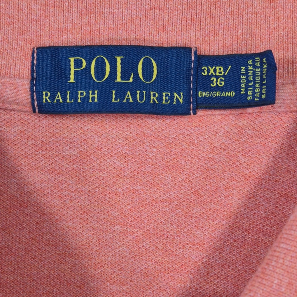 Polo Ralph Lauren Mens 3XB Big & Tall Orange Cotton Short Sleeve Polo Shirt - Picture 4 of 9